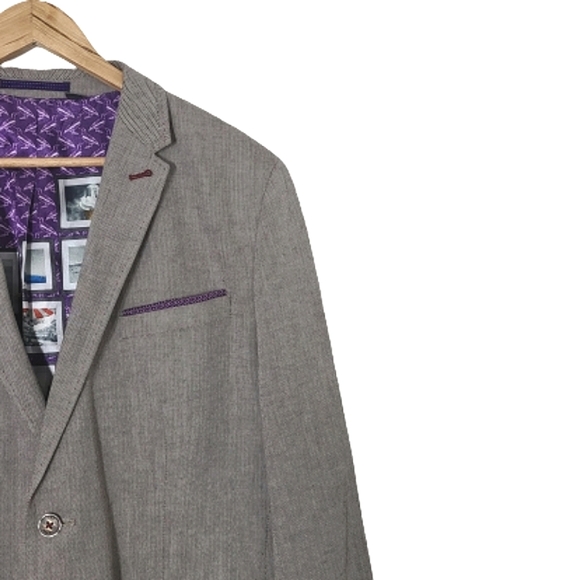 TED BAKER Popping' Modern Trim Fit Herringbone Sport Coat Mens Size Ted 6/ US 44 - Picture 8 of 16